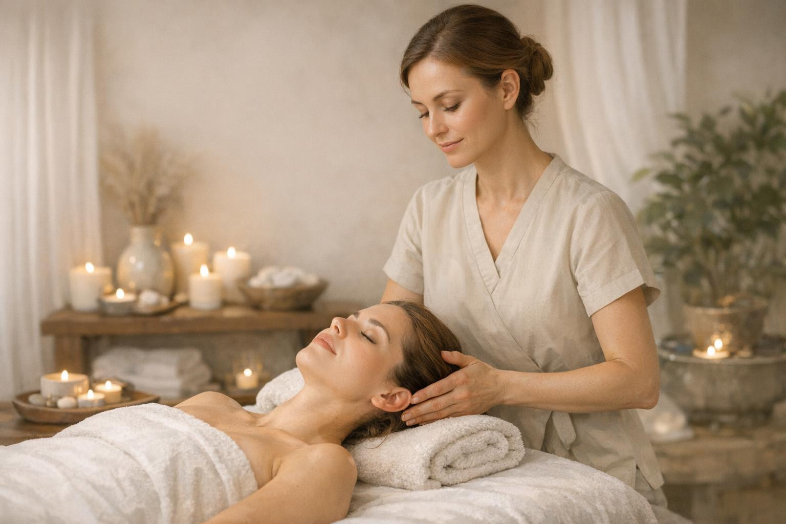 Deep relaxing care for the body and mind   < Lightening massage  combines professional relaxation massage, facial massage, main massage and body massage tech