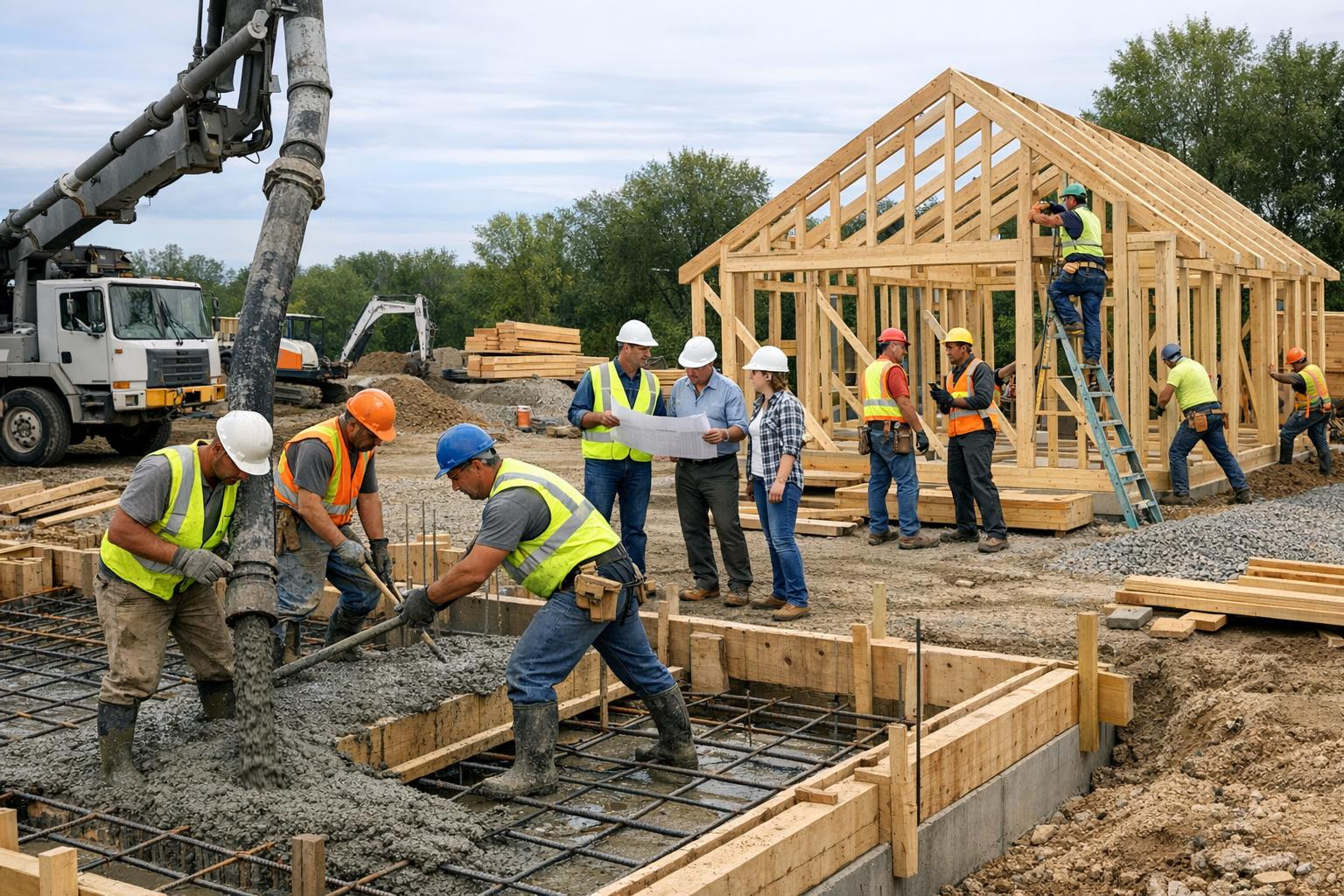 General construction  combines the strength of the foundation, the precise frame and frame construction, and durable concrete works to ensure the stability of t