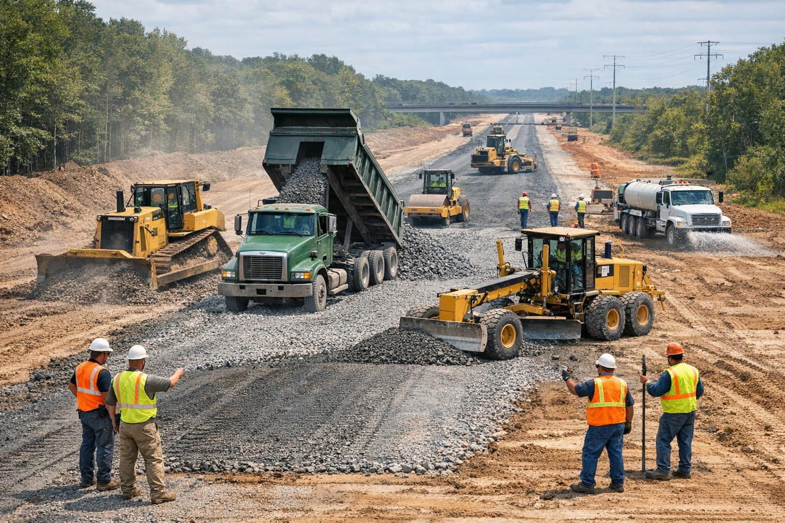 Full solution for the construction of motorways     We offer a specialised service covering the entire life cycle of the project from ground preparation to the 