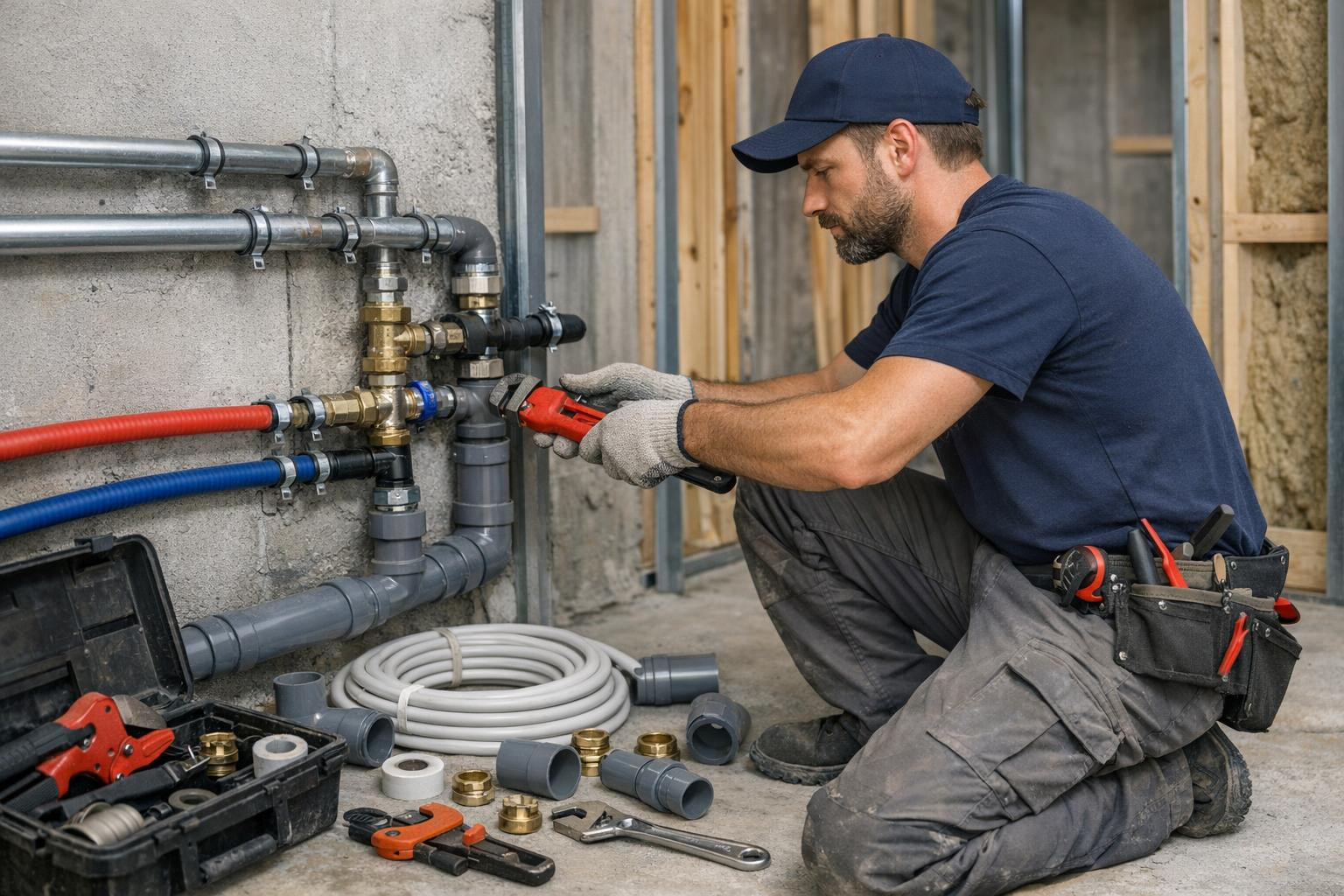 The installation   provides the building with a longer life span, lower maintenance costs and a safer water and sewerage system. Installation includes the selec