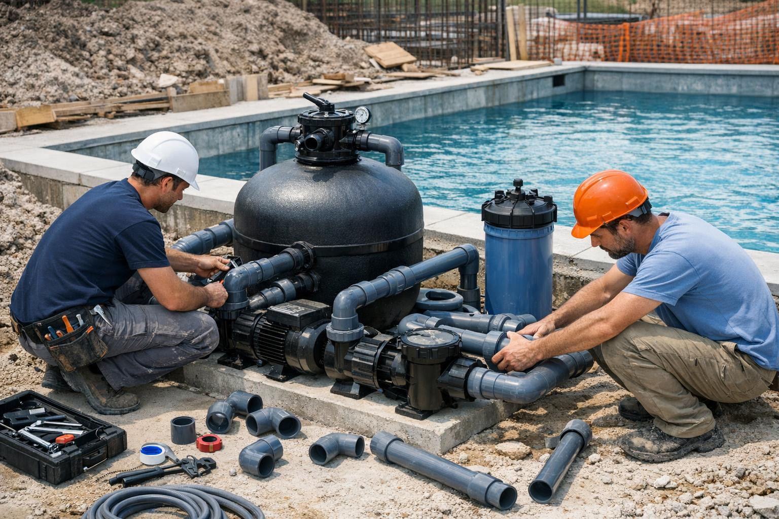 A reliable installation of swimming pools ensures clean water and unprotected use    < The installation of swimming pools   means more than just placing a ta