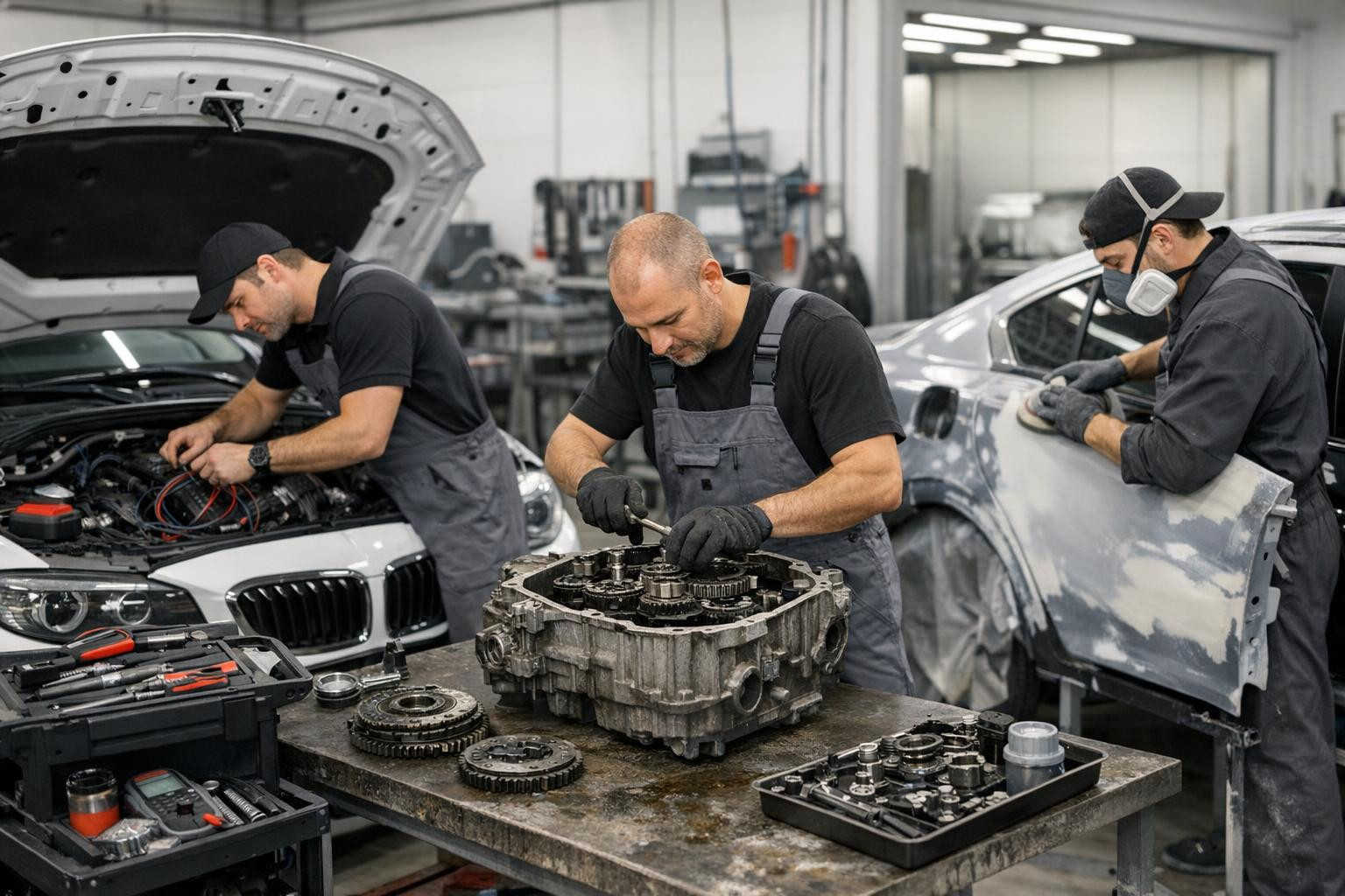 Full solution for the technical reliability and appearance of the car:  professional electrical system repair, gearbox repair and maintenance, installation and 