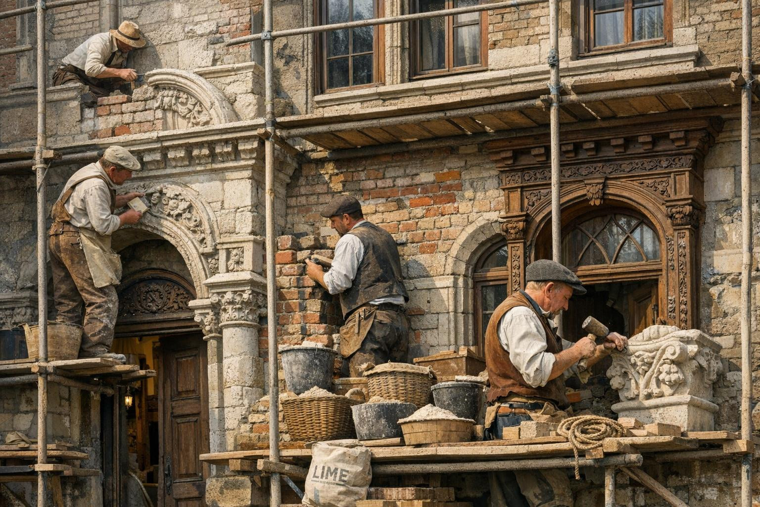 Professional restoration of buildings  combines historical value and modern durability by providing surface and construction works that maintain authenticity an