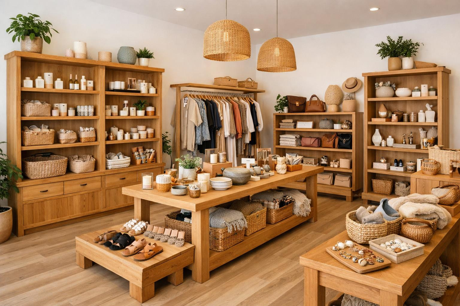 Design of the retail room  determines the first impression and the buyer's journey – from solid wooden shelves to flexible shop fitness solutions provide the or