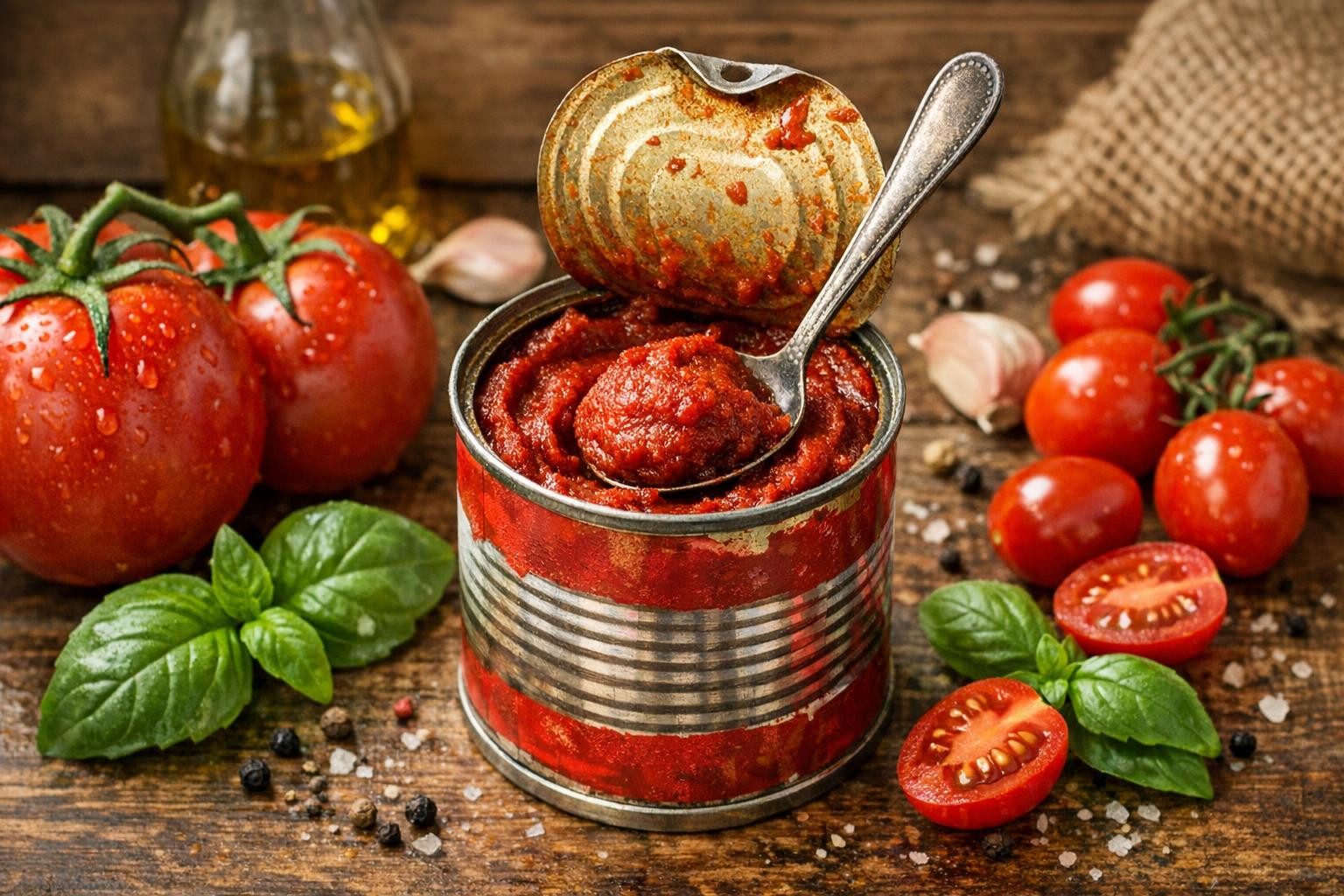 A rich tomato flavor   and reliable simplicity in the kitchen together give a fast and tasty result both at home and in professional catering. Tomato paste and 