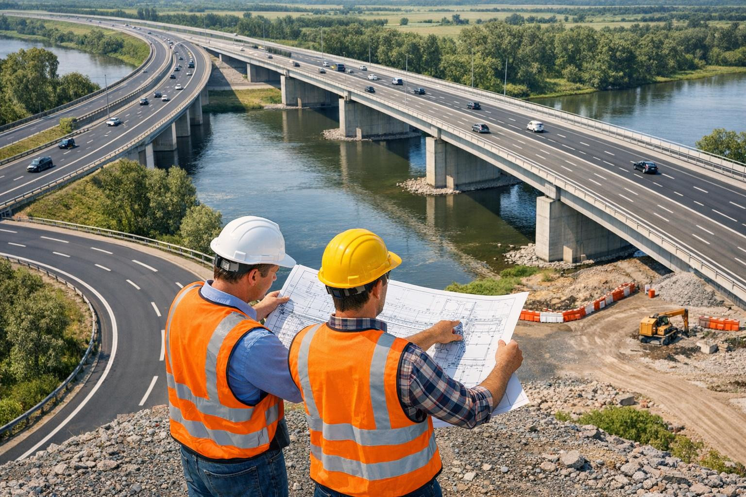 Reliable infrastructure solutions for traffic flow    < Road and bridge construction  designs and implements comprehensive solutions that ensure safe and sus
