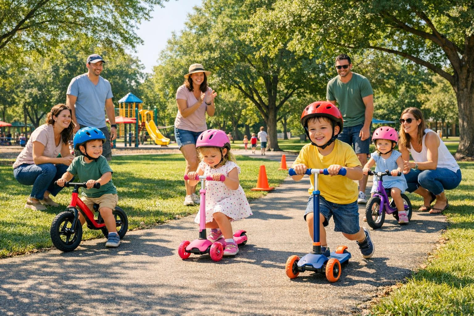 Movement joy begins with security     Floating wheels  and   children's pushwheels  offer the first independent driving experiences that support balance, motori