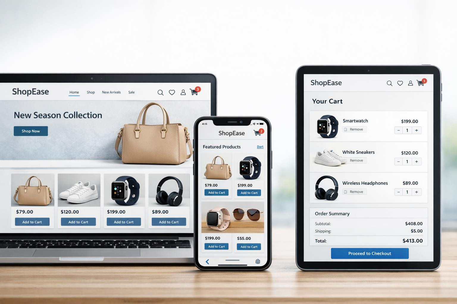 Modern webstore  combines brand, technology and purchasing experience in such a way that each visit becomes a sales option. A mobile-friendly, scalable and inte