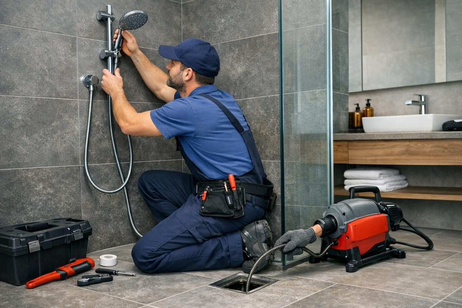 Täielik sanitaarse paigalduse lahendus — professionaalsed tööd kanalisatsiooni paigalduse, kanalisatsiooni puhastuse ning sanitaarseadmete remondi alal, lisaks 