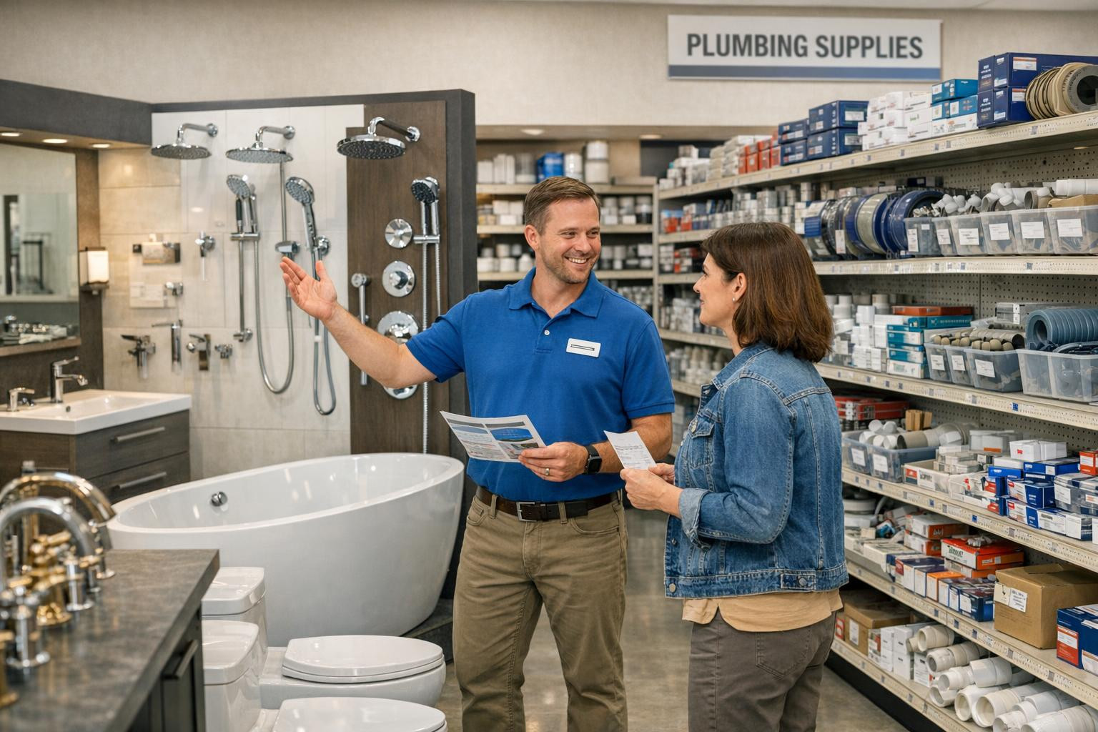 Fully equipped solutions for all needs of the bathroom and the pipeline.  A wide selection from bathroom interior to compression fittings and valves ensures tha