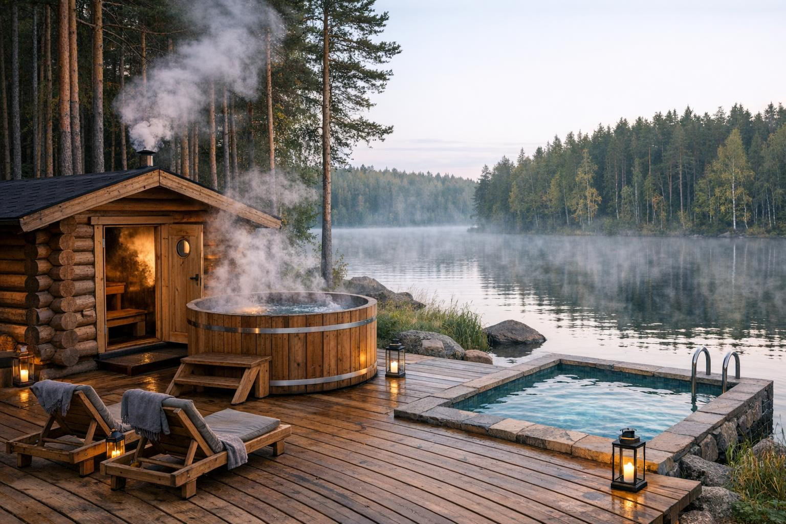 Sauna ja wellness  toob kaasa täieliku keha ja vaimu taastumise, kombineerides autentsed leiliruumid, jahutusbasseini efekti ja puuküttega kümblustünni rahustav