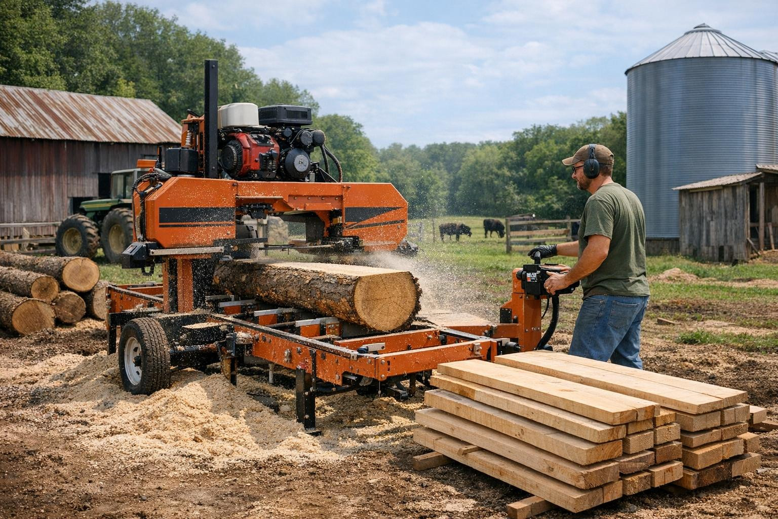 On-site sawing that brings a saw to your property Mobile sawmill ...