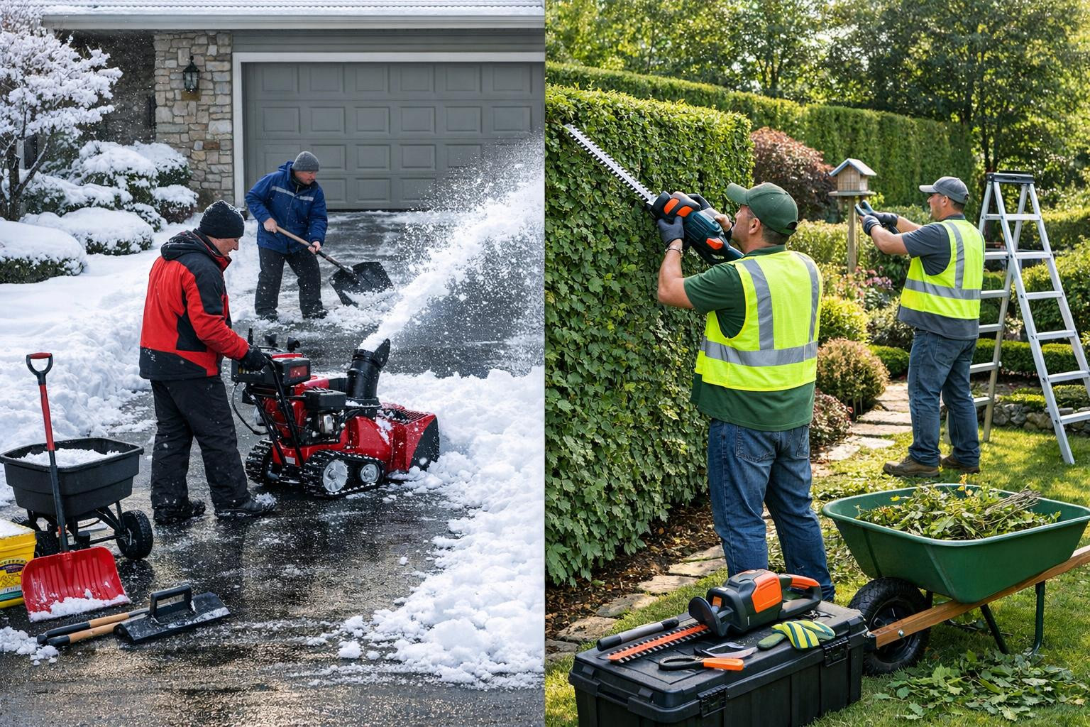 Religible seasonal work that keeps the fields in order and safe     Sauna work  covers everything from winter  snow harvesting  to spring and autumn  greening  