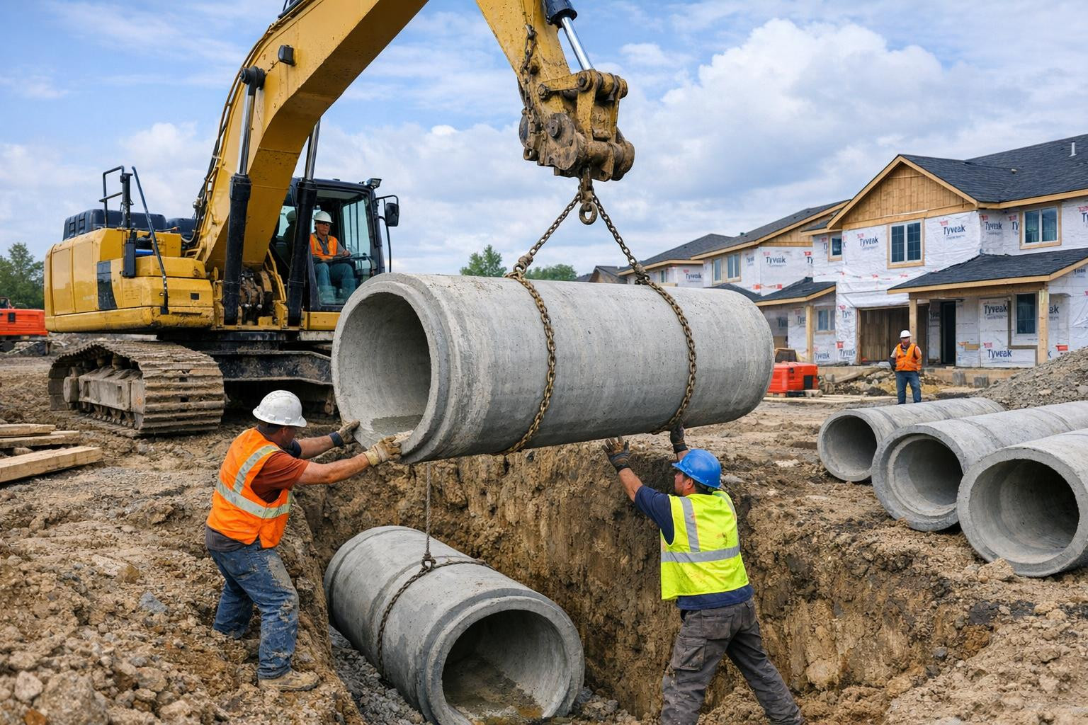 The construction of sewage   provides comprehensive and durable solutions for safe and efficient management of waste water and precipitation water. Services inc