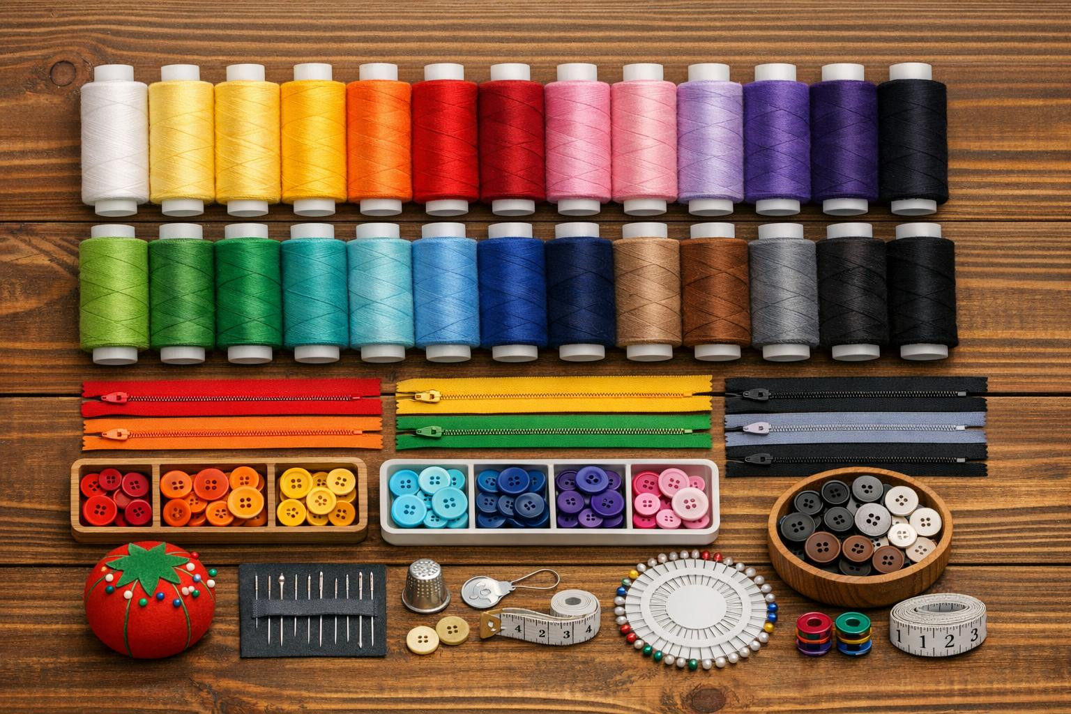Full selection of threads, locks, needles and buttons for each sewing work      Sewing accessories  bring together durable threads, accurate needles, reliable l