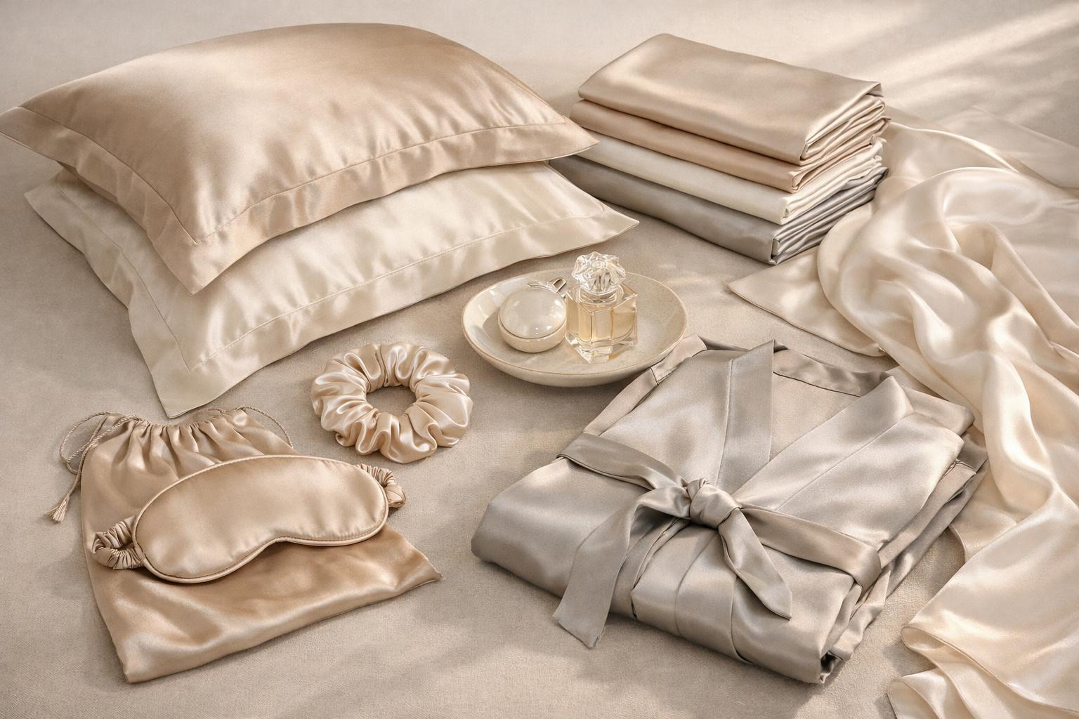 100% mulber silk  bedding and accessories create a luxurious, delicate and caring sleepwalk that protects both the hair and the skin. By focusing on the quality