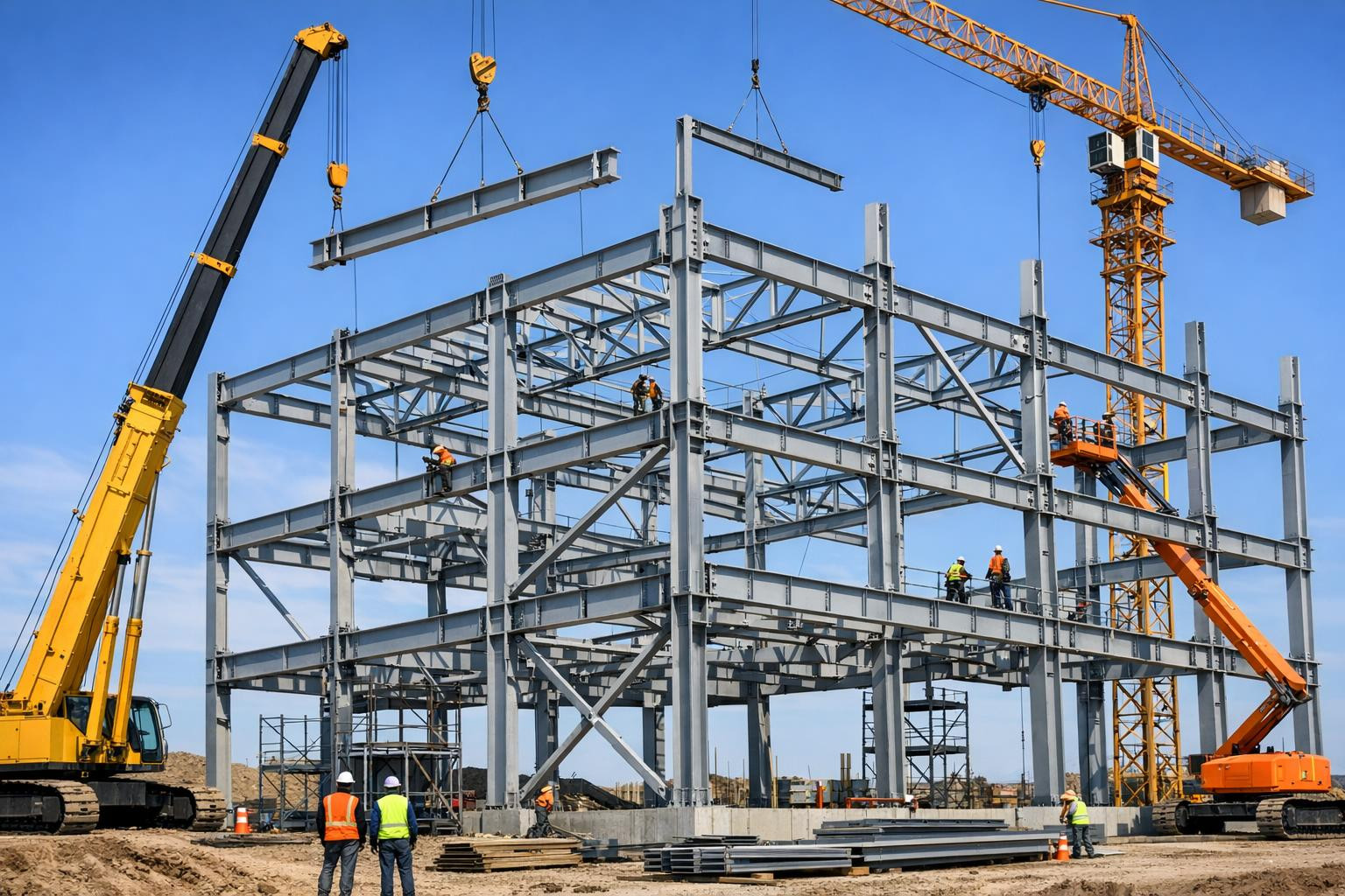 What does professional steel construction production offer?  The production of steel structures focuses on the design, manufacture and installation of moderate 
