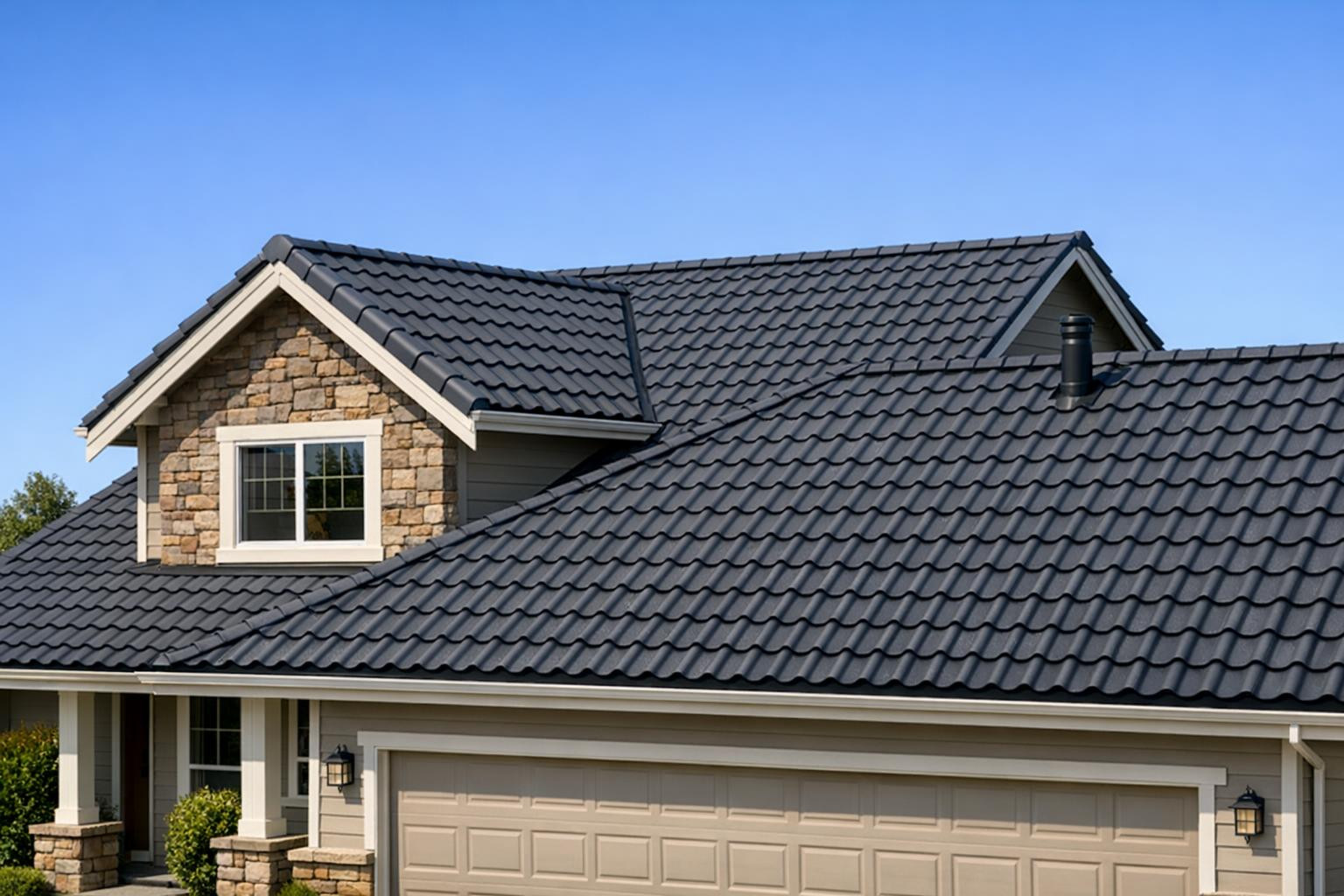 Stone-profile roof plaque combines classical stones and modern ...