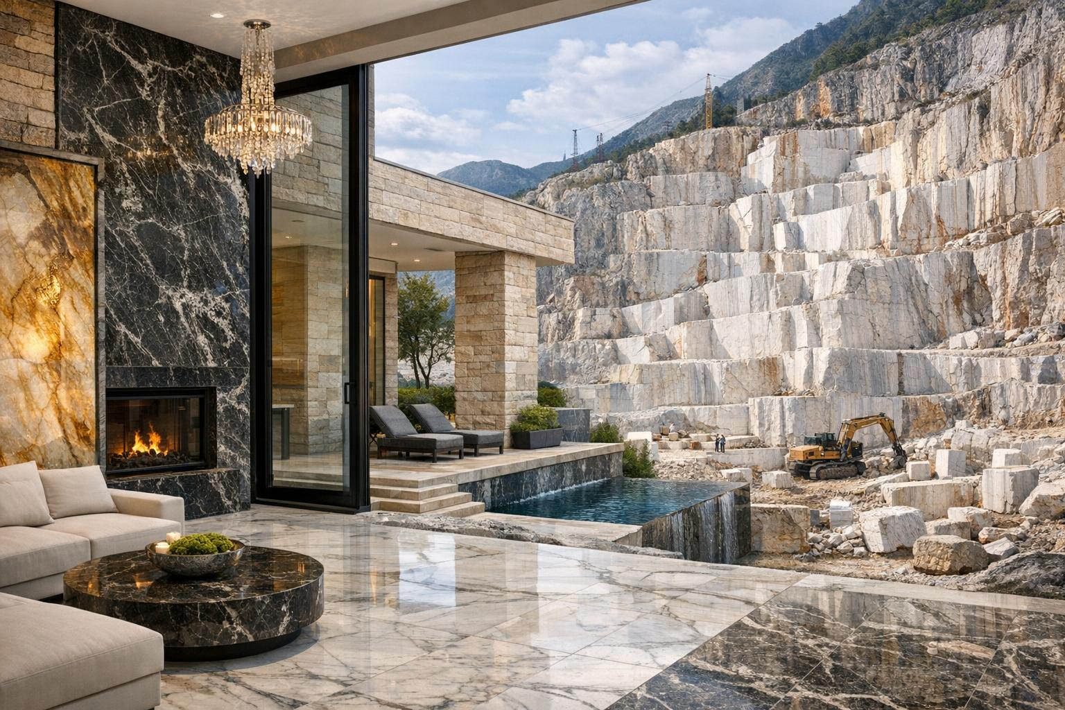 Kivian solutions that lead to projects at the next level     Complete stone solutions are offered, from natural mineral resources to finished surface - the perf