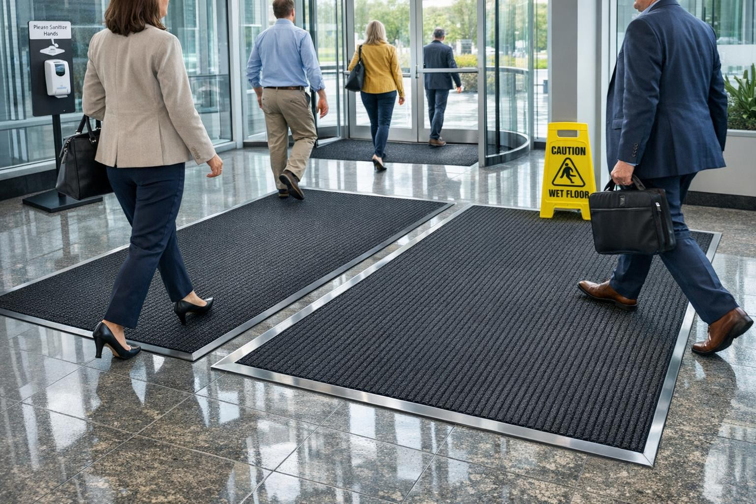 Change carpets: representative entrance and comfortable maintenance    Change carpets  offer a comfortable rental solution for regular exchange of door mats and