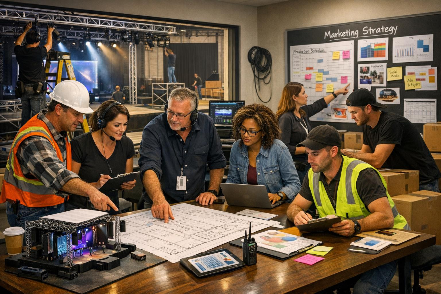 Täisproduktsioon  tagab sujuva ja professionaalse kunstisündmuse alates esinejate haldusest kuni publiku lahkumiseni. Teenuse keskmes on täielik vastutus kogu t