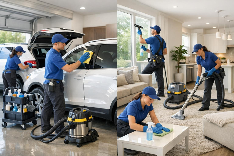 Täisteenused sõidukite ja pindade puhastuseks — väline autopesu, salongi keemiline puhastus ja ehitusjärgne suurpuhastus