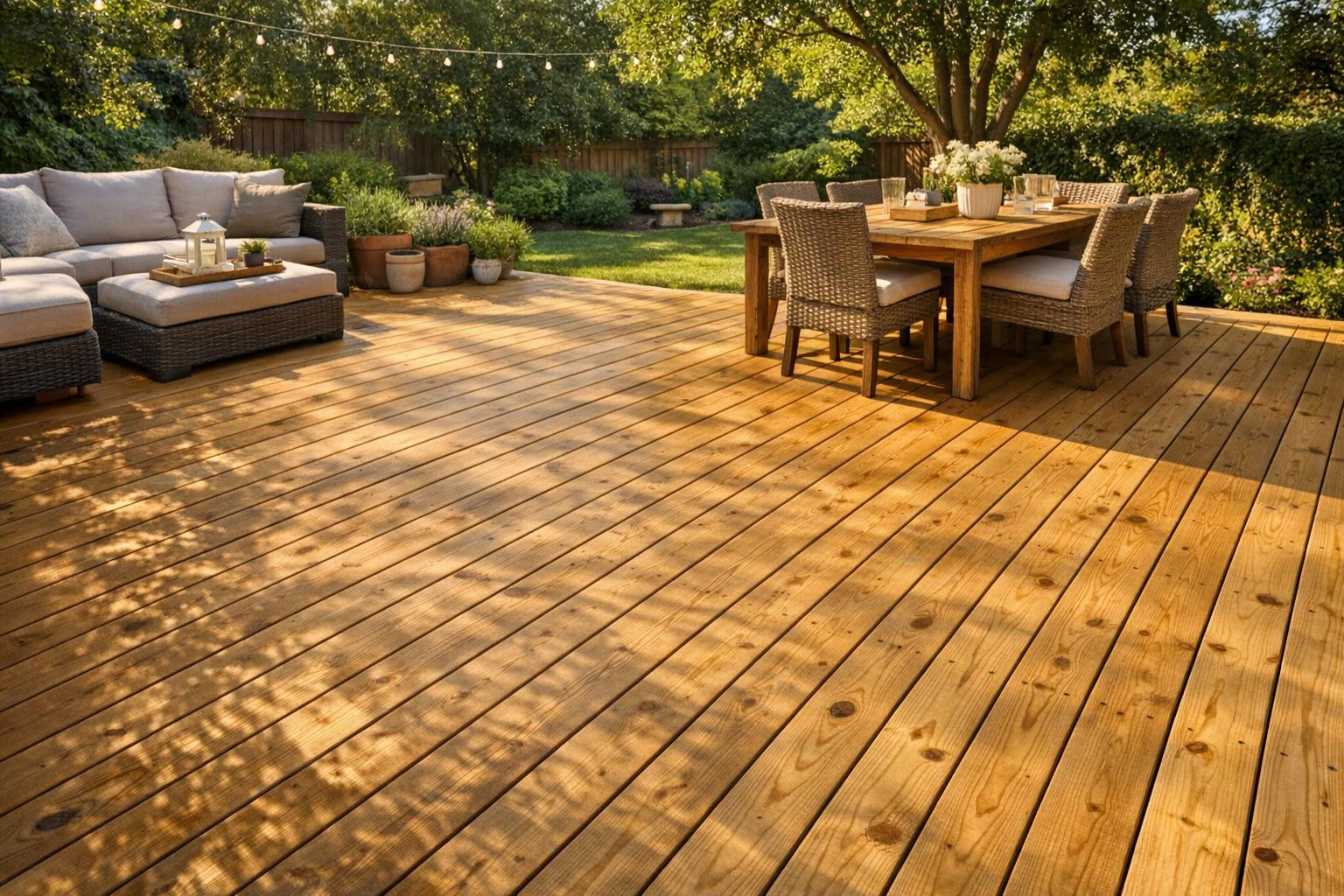 Beautiful and durable terrace  - ideal for home and business premises. Coniferous wood provides natural heat, strength and aesthetics, while special terrace fix