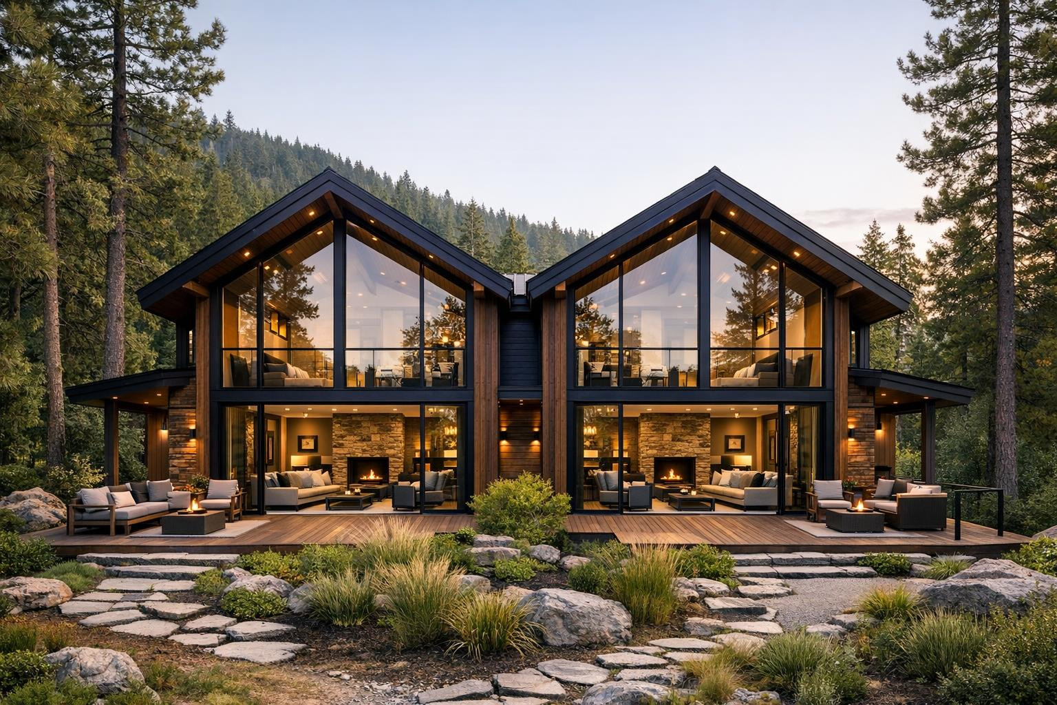 What is Valo\'s twin house?    Valo\'s twin house  is a well thought-out twin house concept with a high  two-height ceiling   and large panoramic windows. Two s