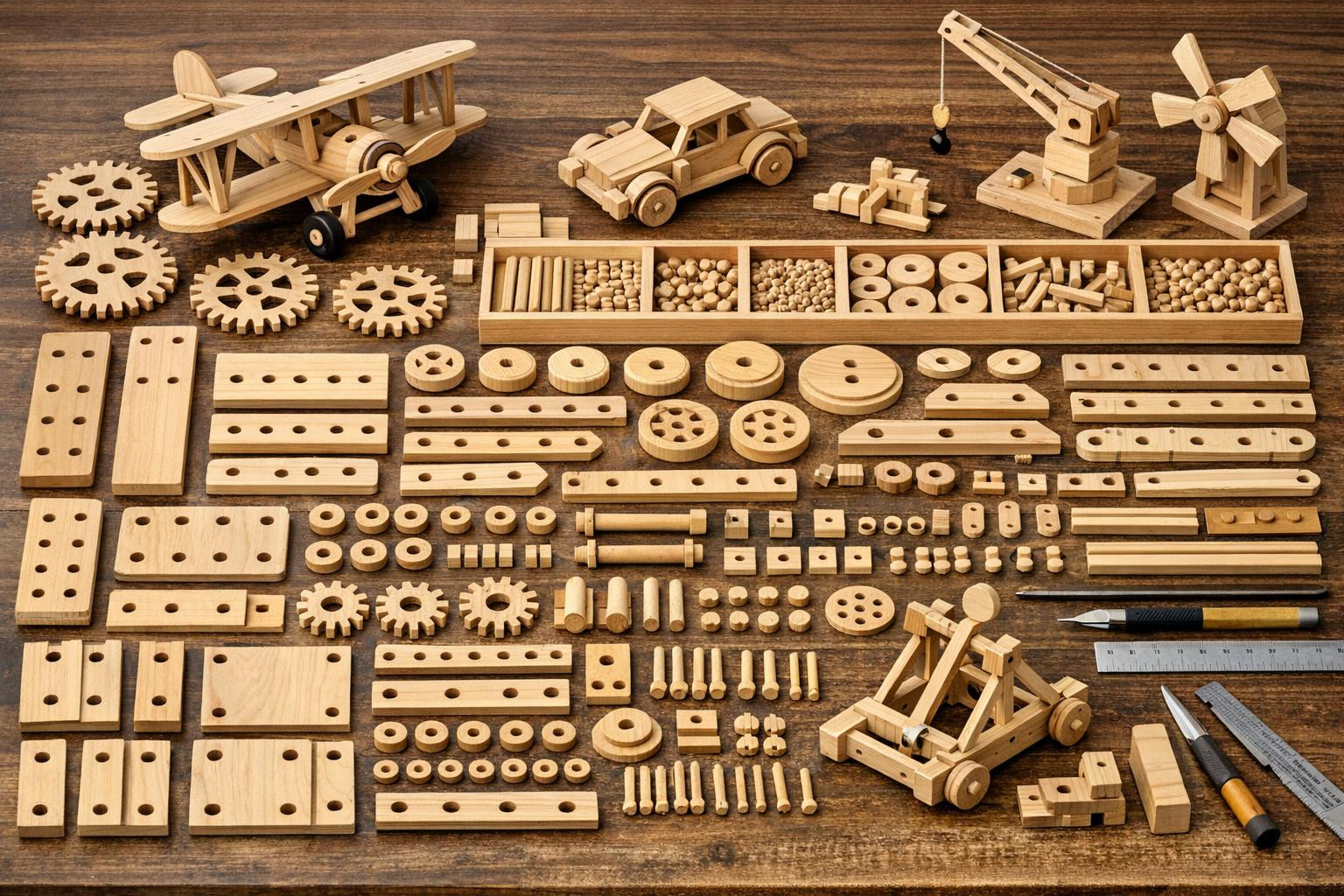 Imagine, build, learn: natural gaming experiences in every home  Wooden construction kits offer creativity and smart time for both children and adults. Each ele