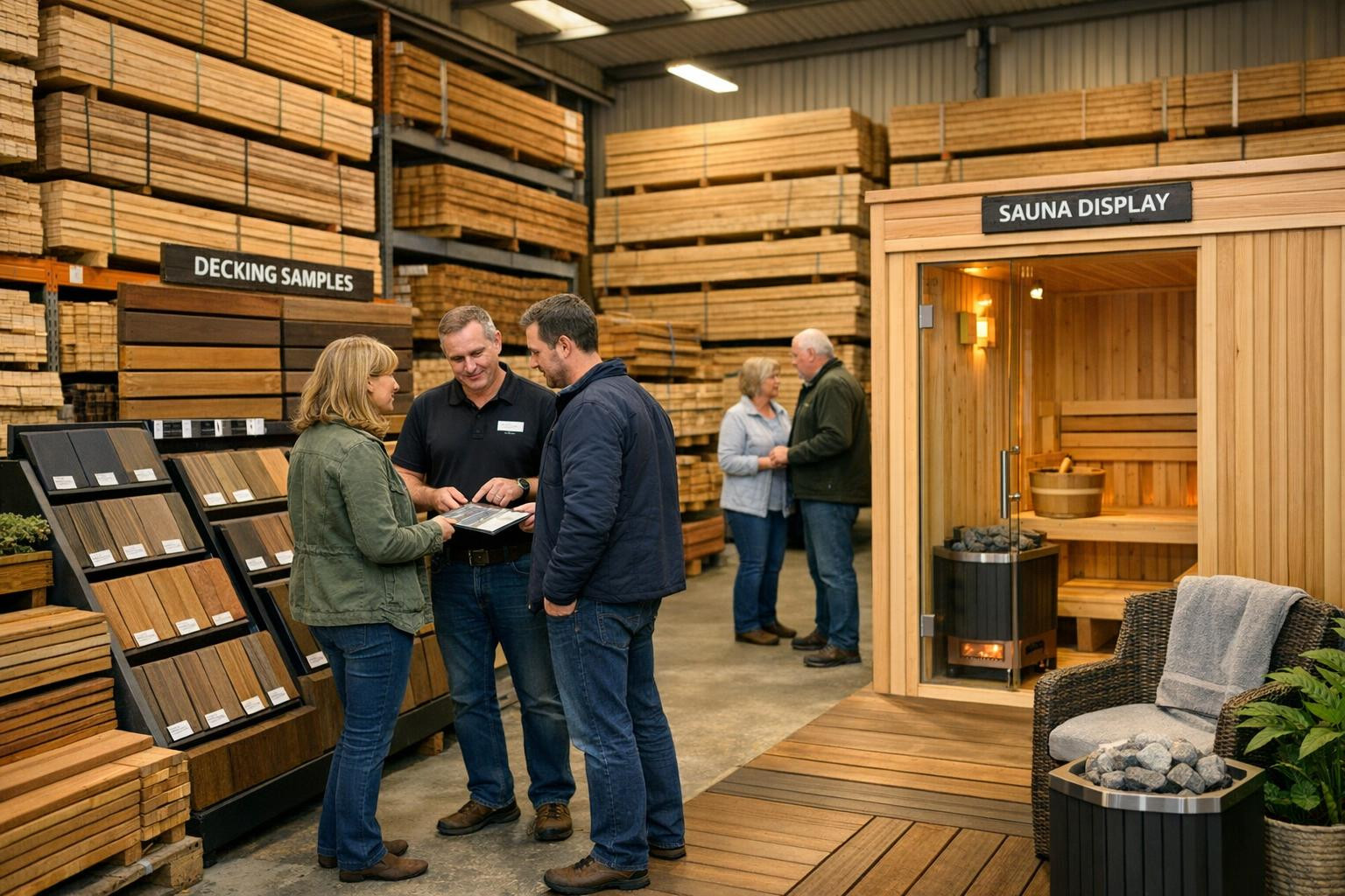 Wood solutions  combines high-quality sauna furnishings and robust terrace solutions for business customers and private individuals. A wide range of materials f