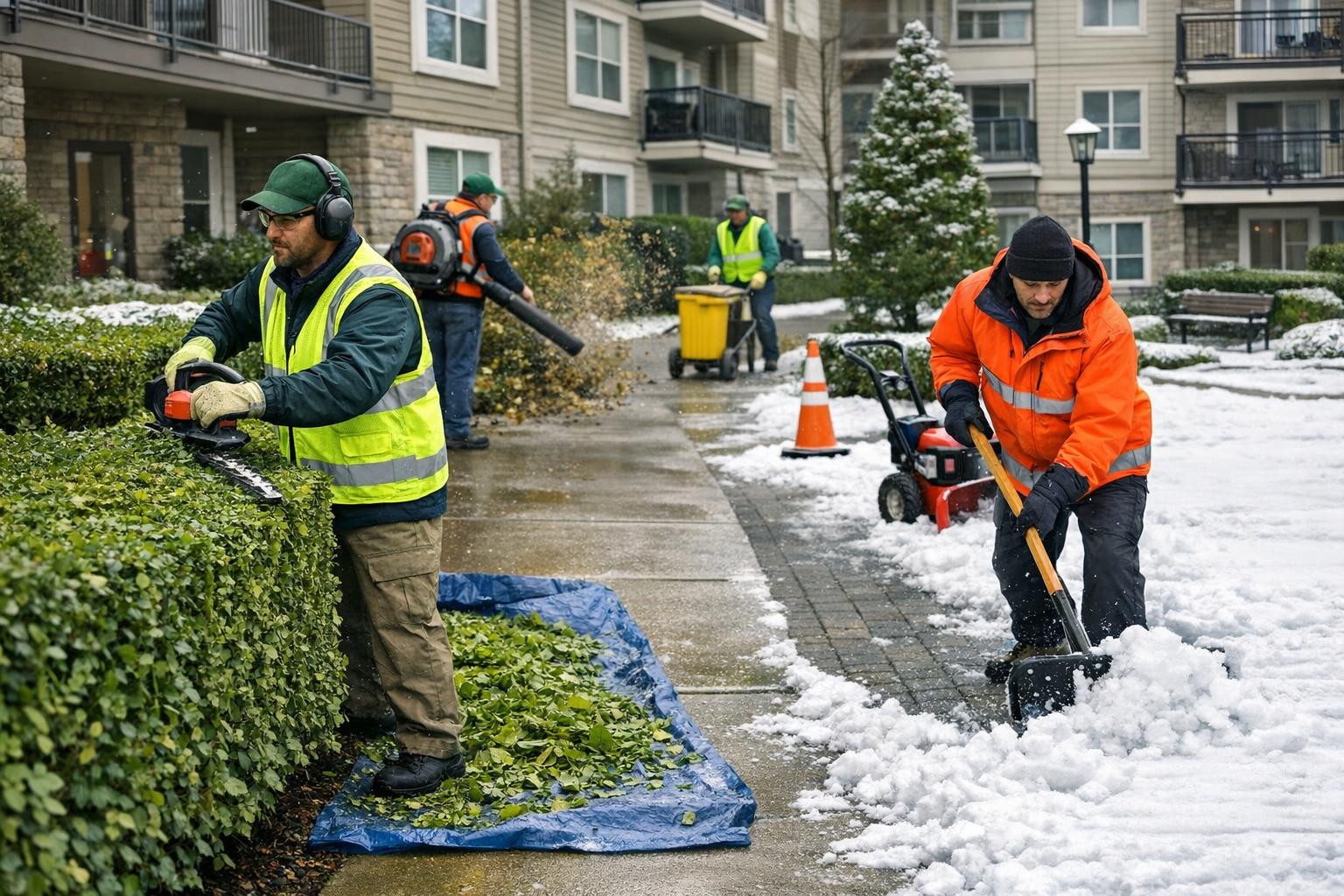 A year-round real estate maintenance solution that works for you    Full service  that combines greenery, cleaning service, snow cleaning and routine repairs in